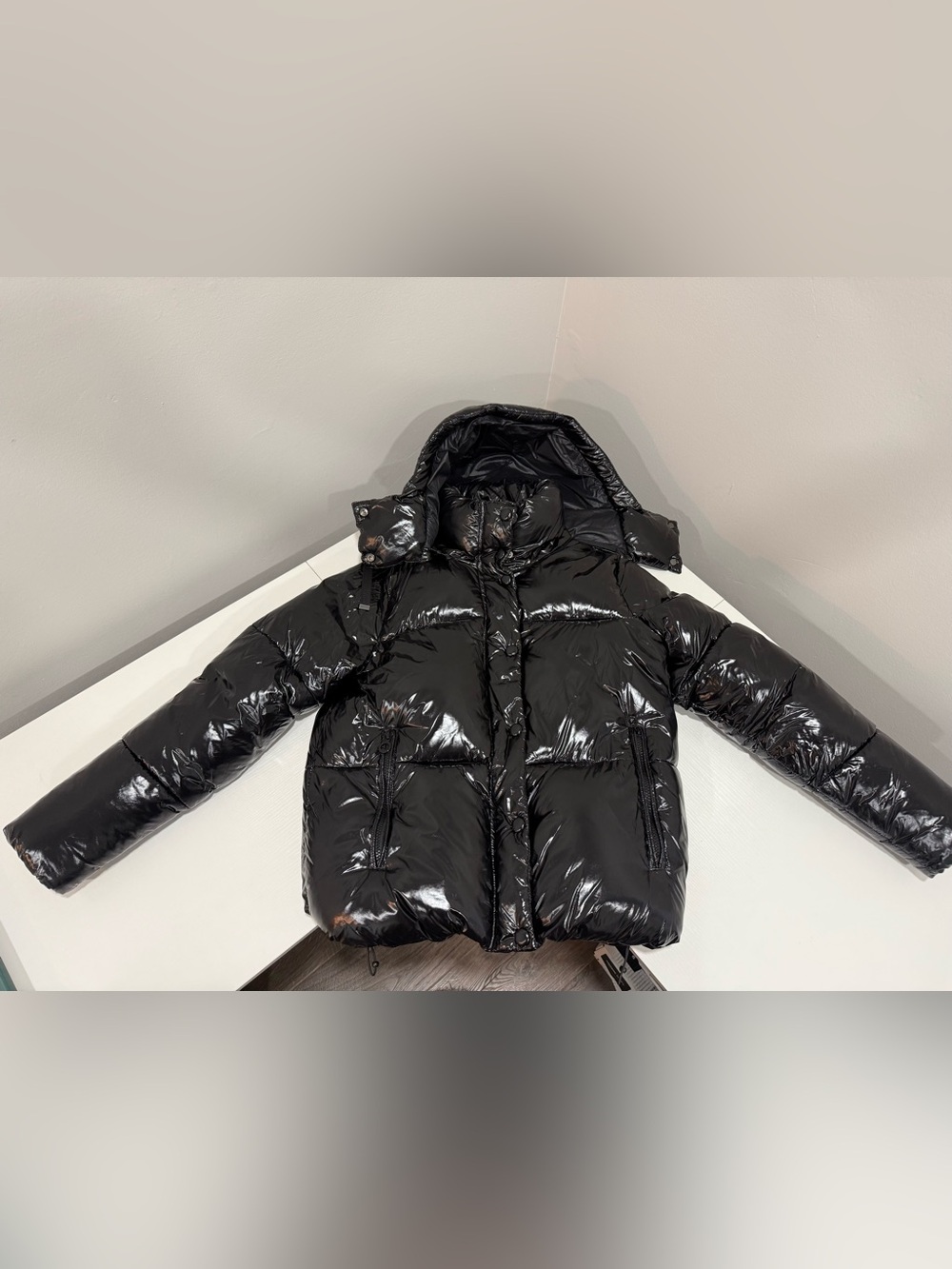 Noize Glossy Black Puffy Hooded Jacket